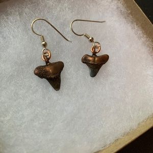 Copper and shark tooth earring